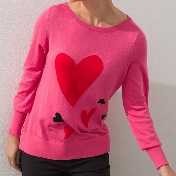 Chico’s Big Heart Pink Pullover Sweater Lightweight Jumper Plus Size XXL $90 - Picture 3 of 16